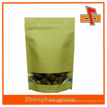 chinese manufacturer ziplock stand up kraft paper bag with window for food